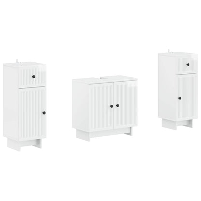 Set di Armadi da Bagno da 2 Pezzi EDE Bianco Lucido | homemem39