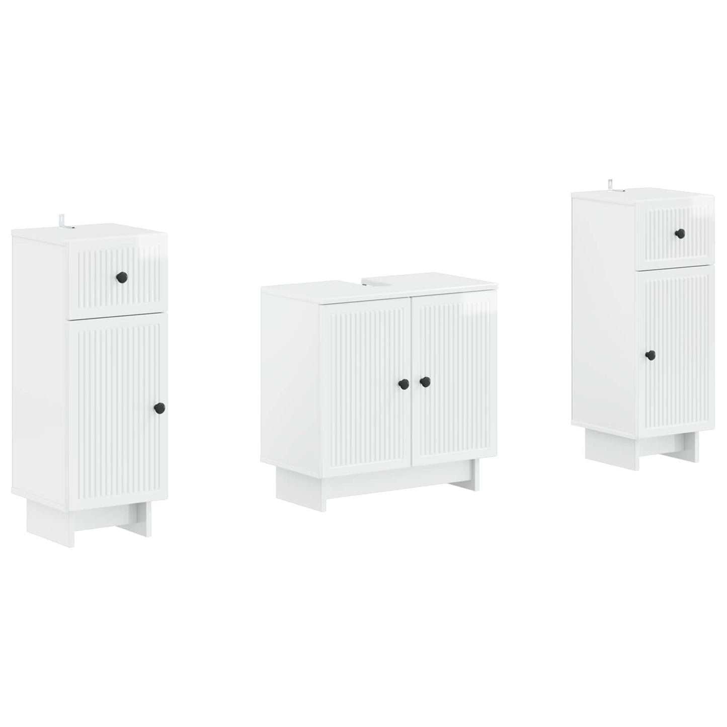 Set di armadietti da bagno in 3 pezzi EDE Bianco Lucido