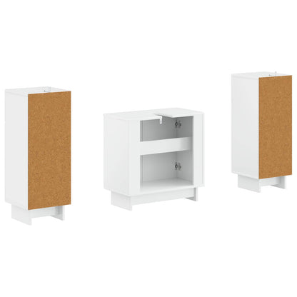 Set di Armadi da Bagno da 2 Pezzi EDE Bianco Lucido | homemem39