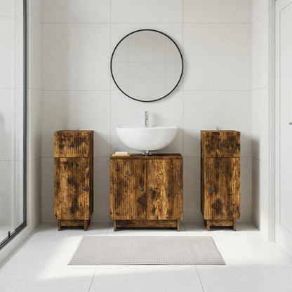 Set di armadietti da bagno in 3 pezzi EDE Rovere Fumo