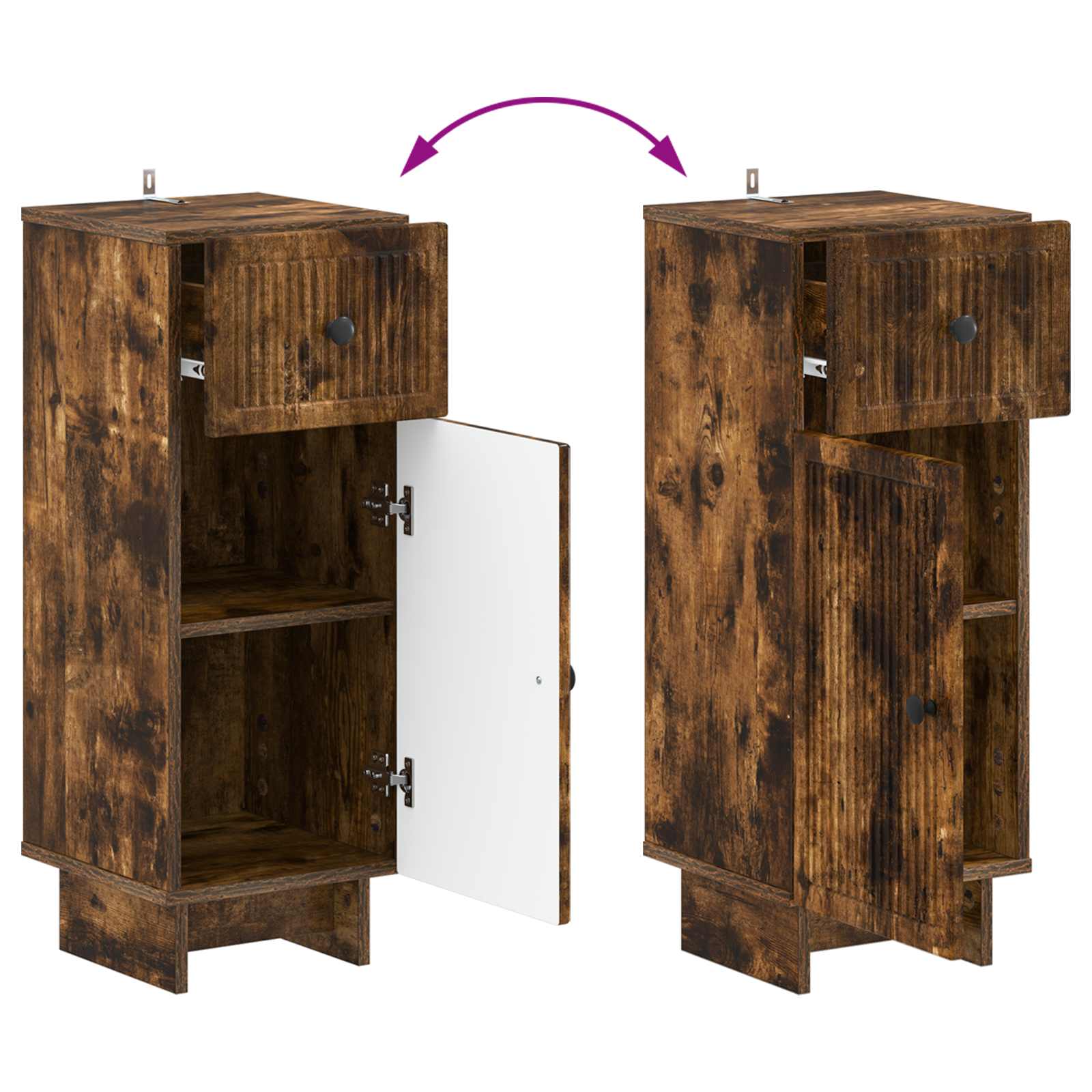 Set di Armadi da Bagno da 2 Pezzi EDE Rovere Fumo | homemem39