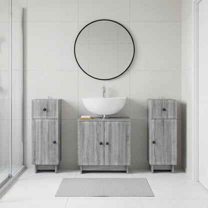 Set di armadietti da bagno in 3 pezzi EDE Sonoma grigio
