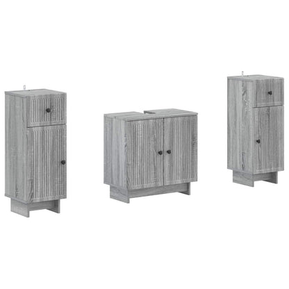 Set di armadietti da bagno in 3 pezzi EDE Sonoma grigio