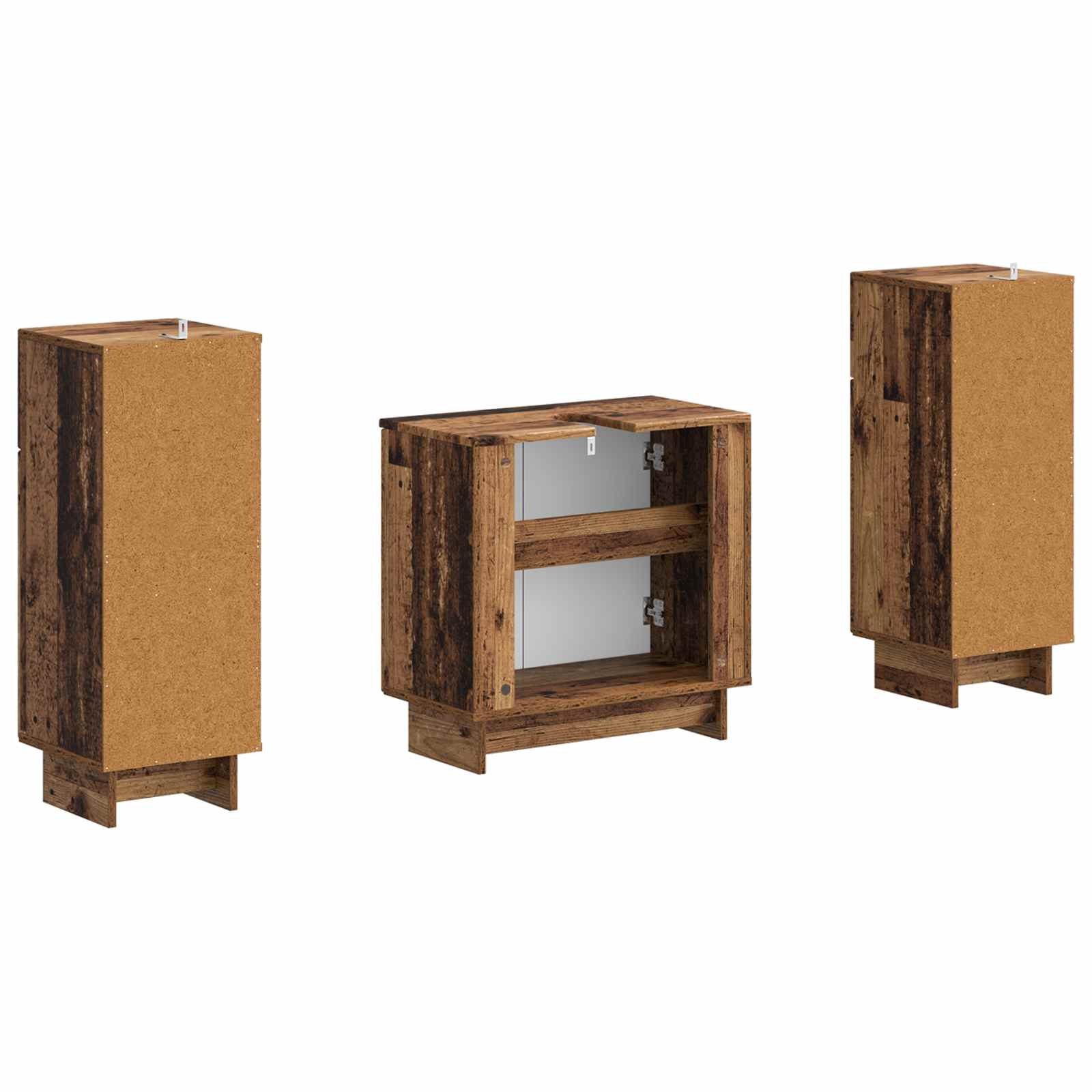 Set di Armadi da Bagno da 2 Pezzi EDE Legno antico | homemem39