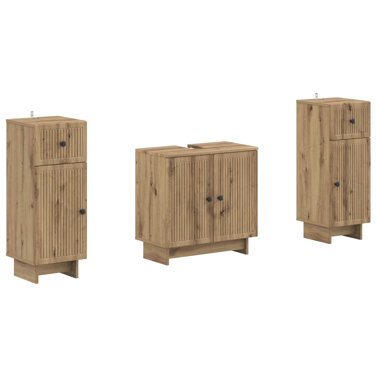 Set di Armadi da Bagno da 2 Pezzi EDE Rovere Artigianale | homemem39