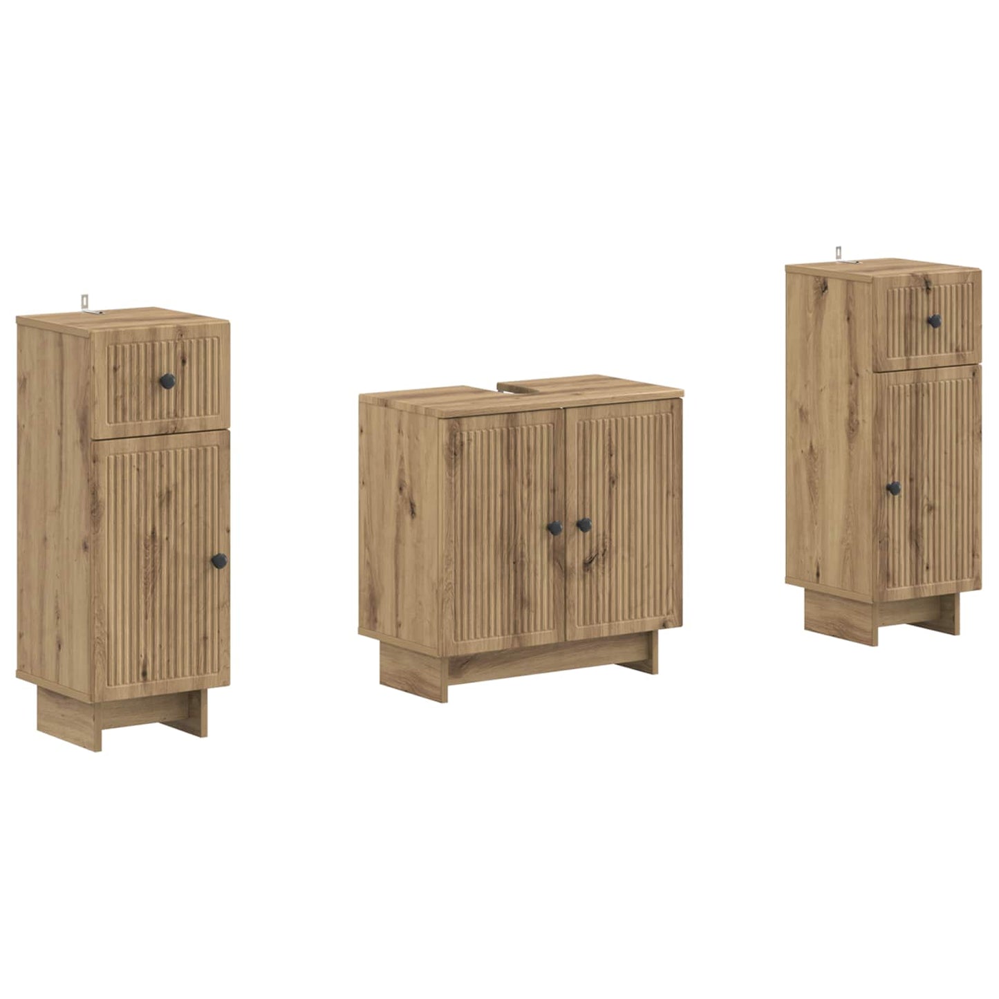 Set di armadietti da bagno in 3 pezzi EDE Rovere Artigianale