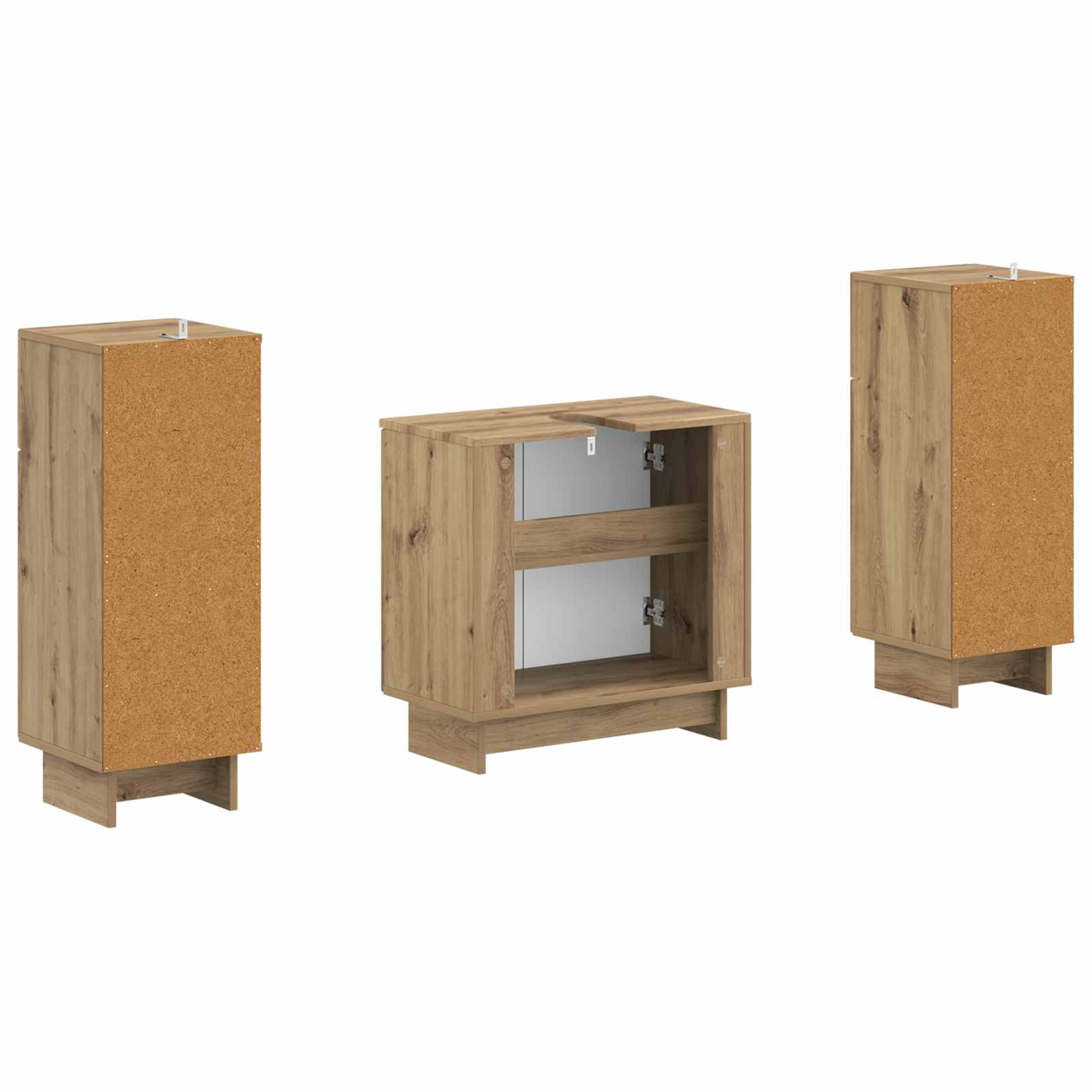 Set di Armadi da Bagno da 2 Pezzi EDE Rovere Artigianale | homemem39