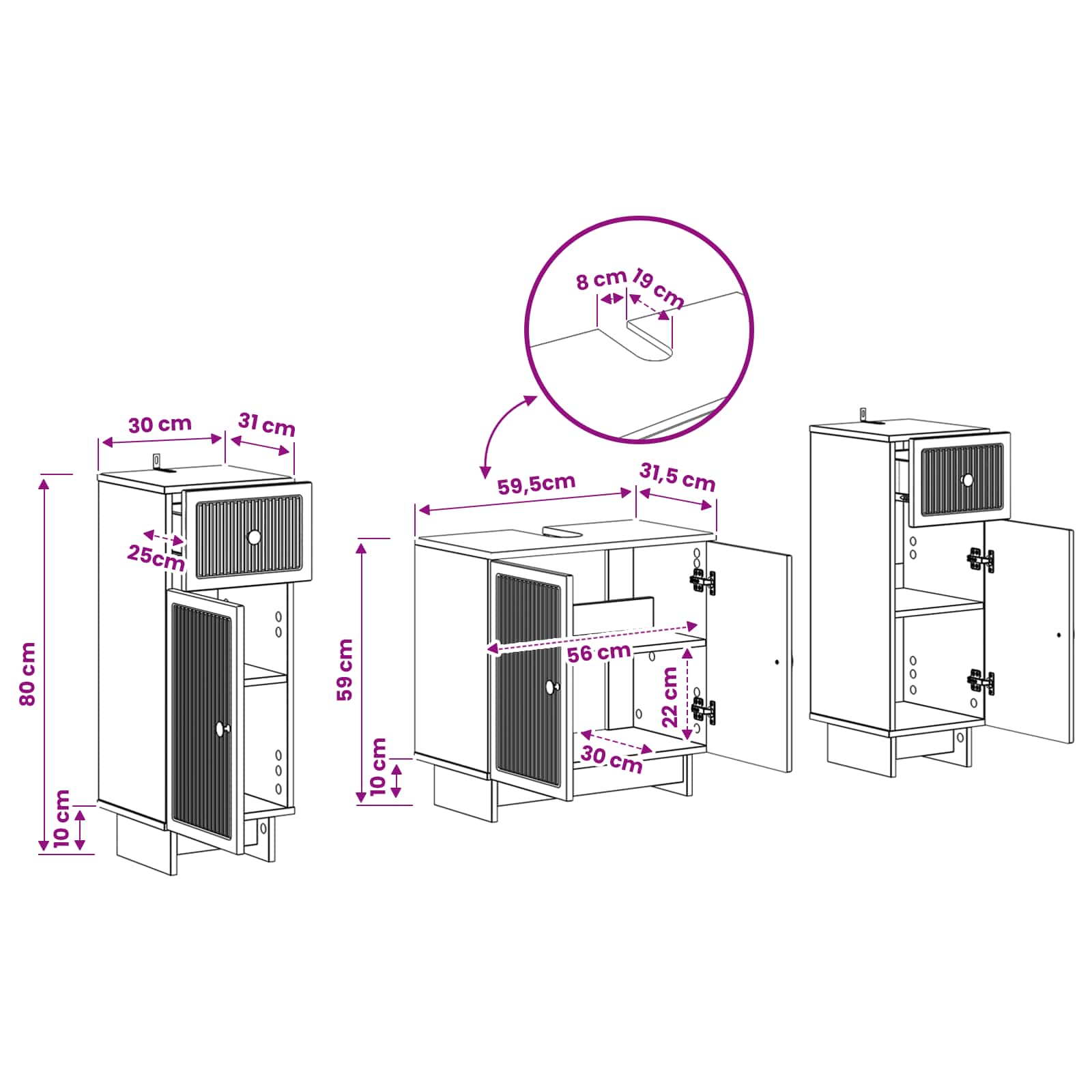 Set di Armadi da Bagno da 2 Pezzi EDE Rovere Artigianale | homemem39