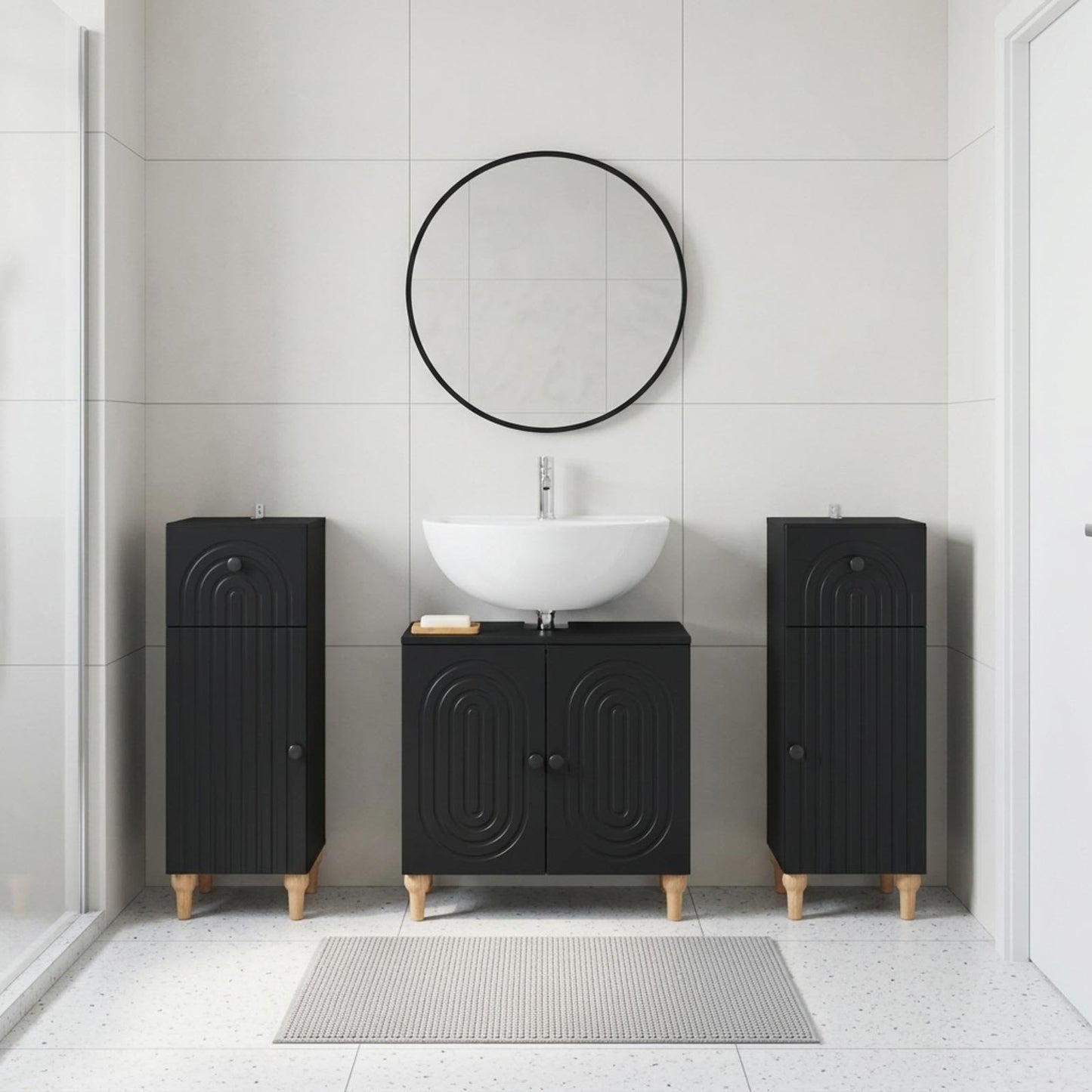 Set di armadietti da bagno in 3 pezzi ALKMAAR Nero