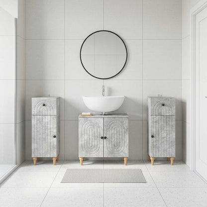 Set di armadietti da bagno in 3 pezzi ALKMAAR Grigio Cemento