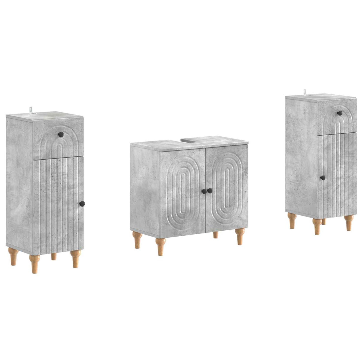 Set di Armadi da Bagno da 2 Pezzi ALKMAAR Grigio Cemento