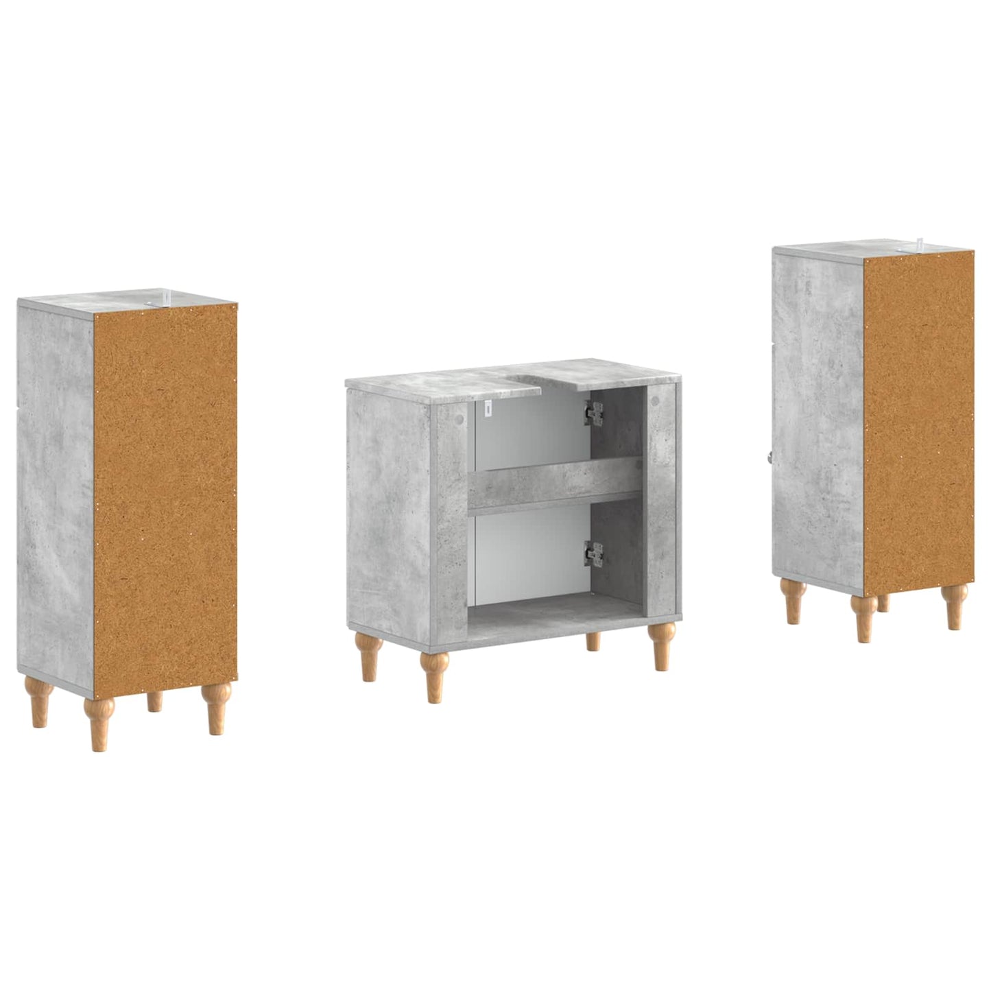 Set di armadietti da bagno in 3 pezzi ALKMAAR Grigio Cemento