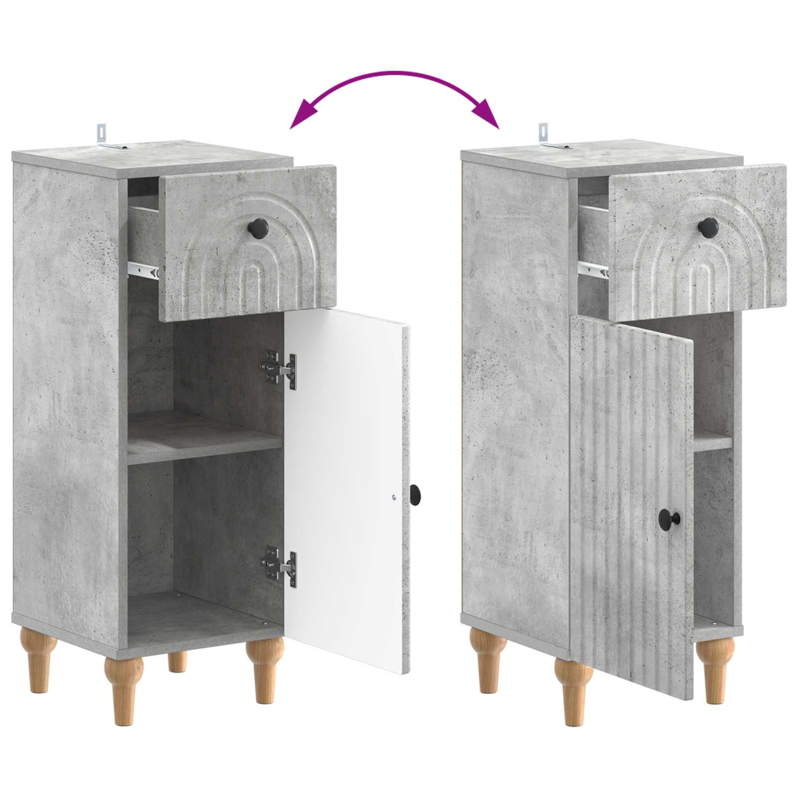 Set di Armadi da Bagno da 2 Pezzi ALKMAAR Grigio Cemento | homemem39