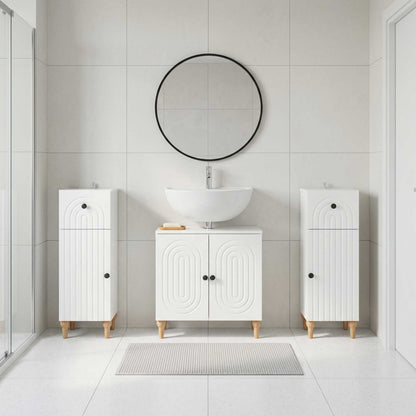 Set di armadietti da bagno in 3 pezzi ALKMAAR Bianco Lucido