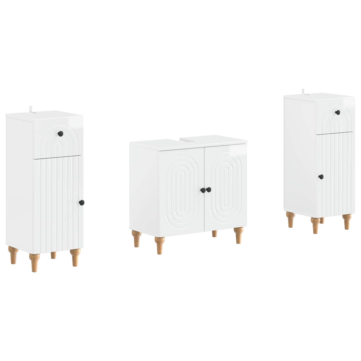 Set di Armadi da Bagno da 2 Pezzi ALKMAAR Bianco Lucido