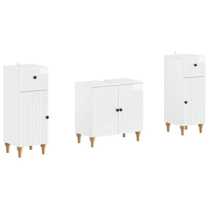 Set di Armadi da Bagno da 2 Pezzi ALKMAAR Bianco Lucido