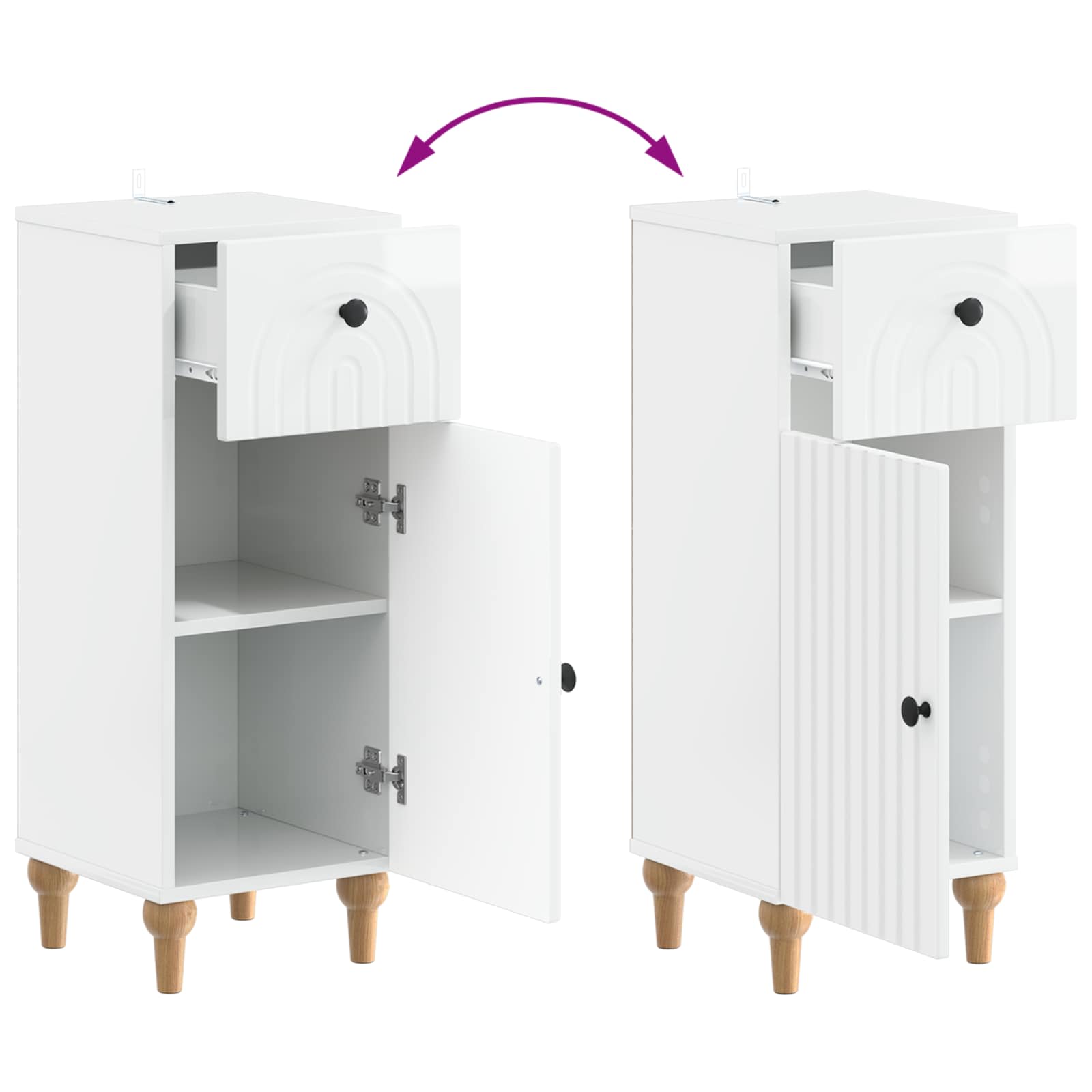 Set di Armadi da Bagno da 2 Pezzi ALKMAAR Bianco Lucido | homemem39
