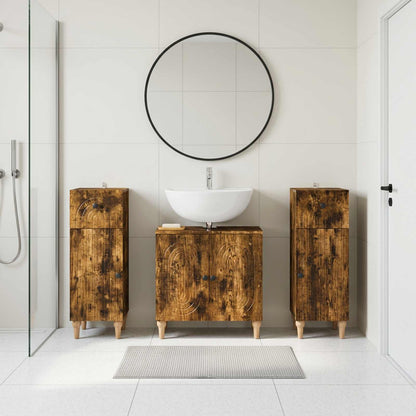 Set di armadietti da bagno in 3 pezzi ALKMAAR Rovere Fumo