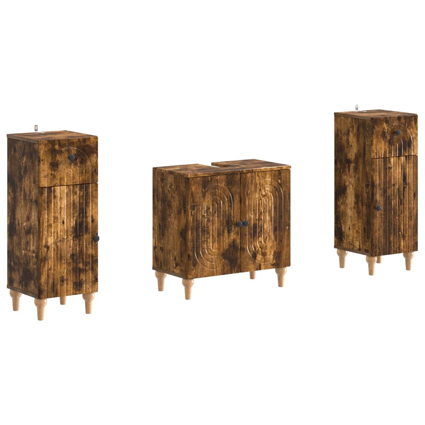 Set di Armadi da Bagno da 2 Pezzi ALKMAAR Rovere Fumo