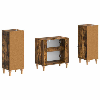 Set di Armadi da Bagno da 2 Pezzi ALKMAAR Rovere Fumo | homemem39