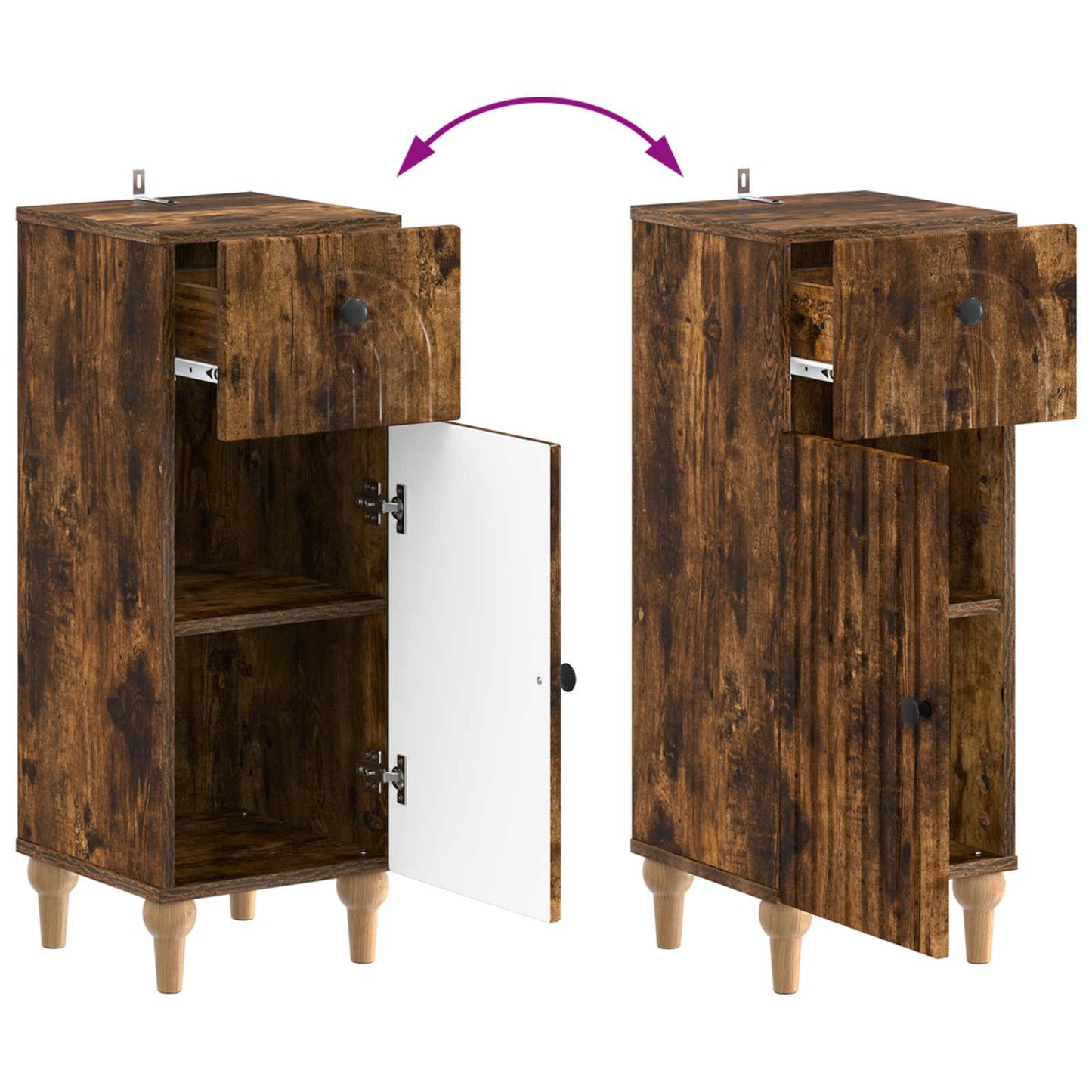 Set di Armadi da Bagno da 2 Pezzi ALKMAAR Rovere Fumo | homemem39