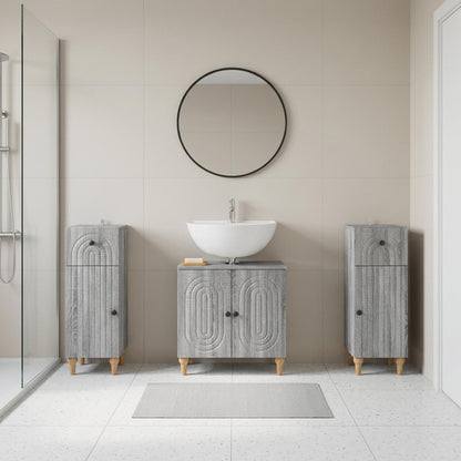 Set di armadietti da bagno in 3 pezzi ALKMAAR Sonoma grigio