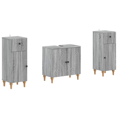 Set di armadietti da bagno in 3 pezzi ALKMAAR Sonoma grigio