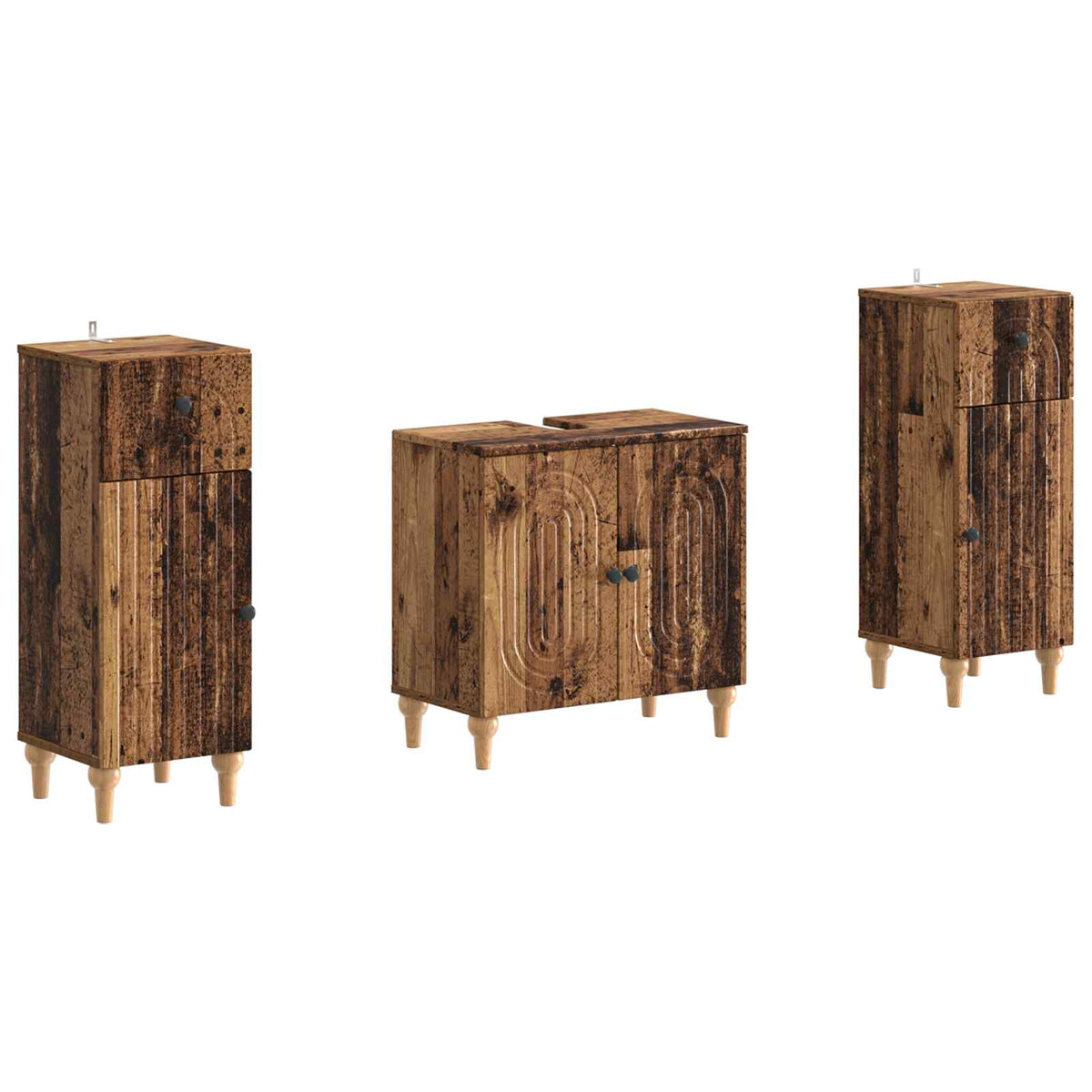 Set di armadietti da bagno in 3 pezzi ALKMAAR Legno antico