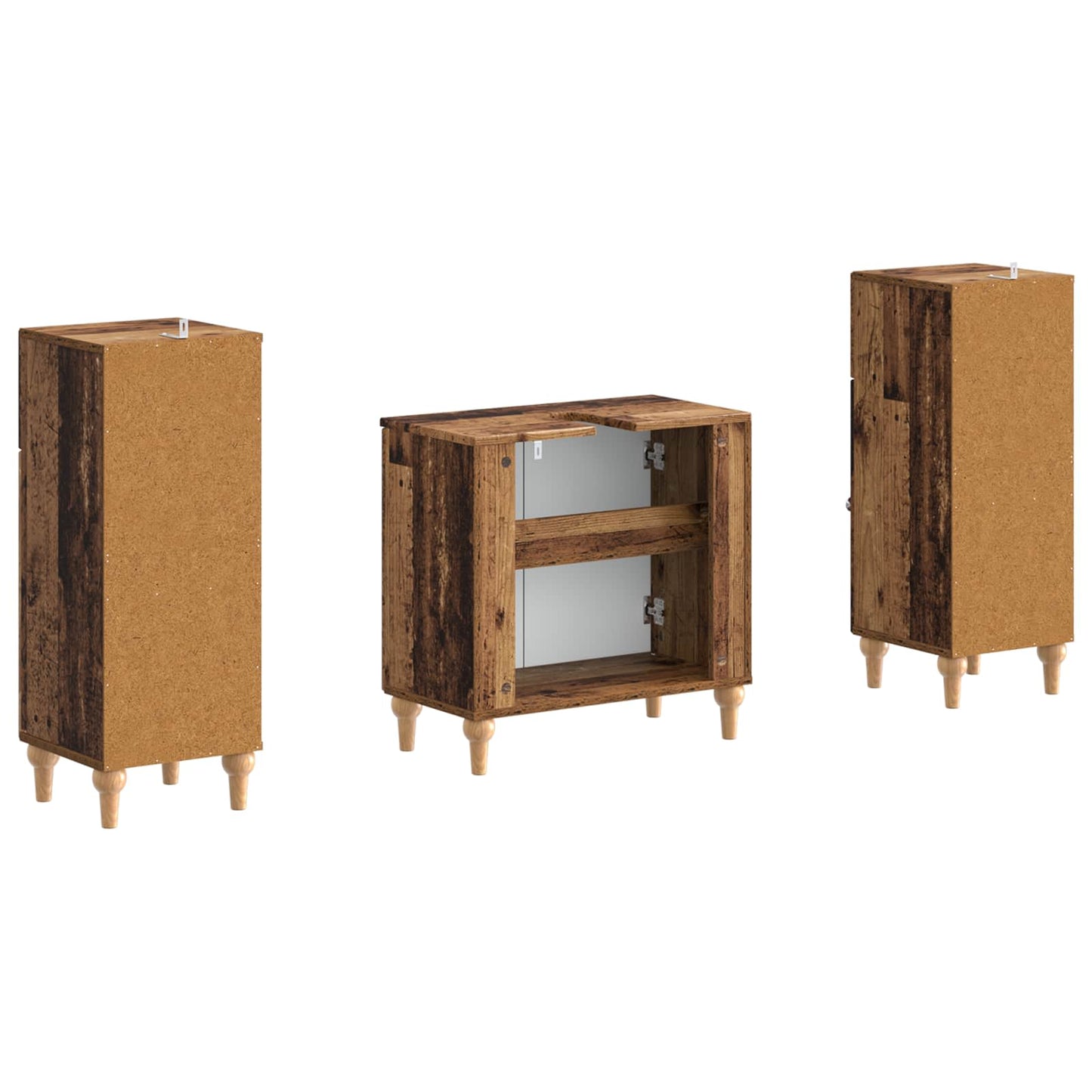 Set di Armadi da Bagno da 2 Pezzi ALKMAAR Legno antico | homemem39