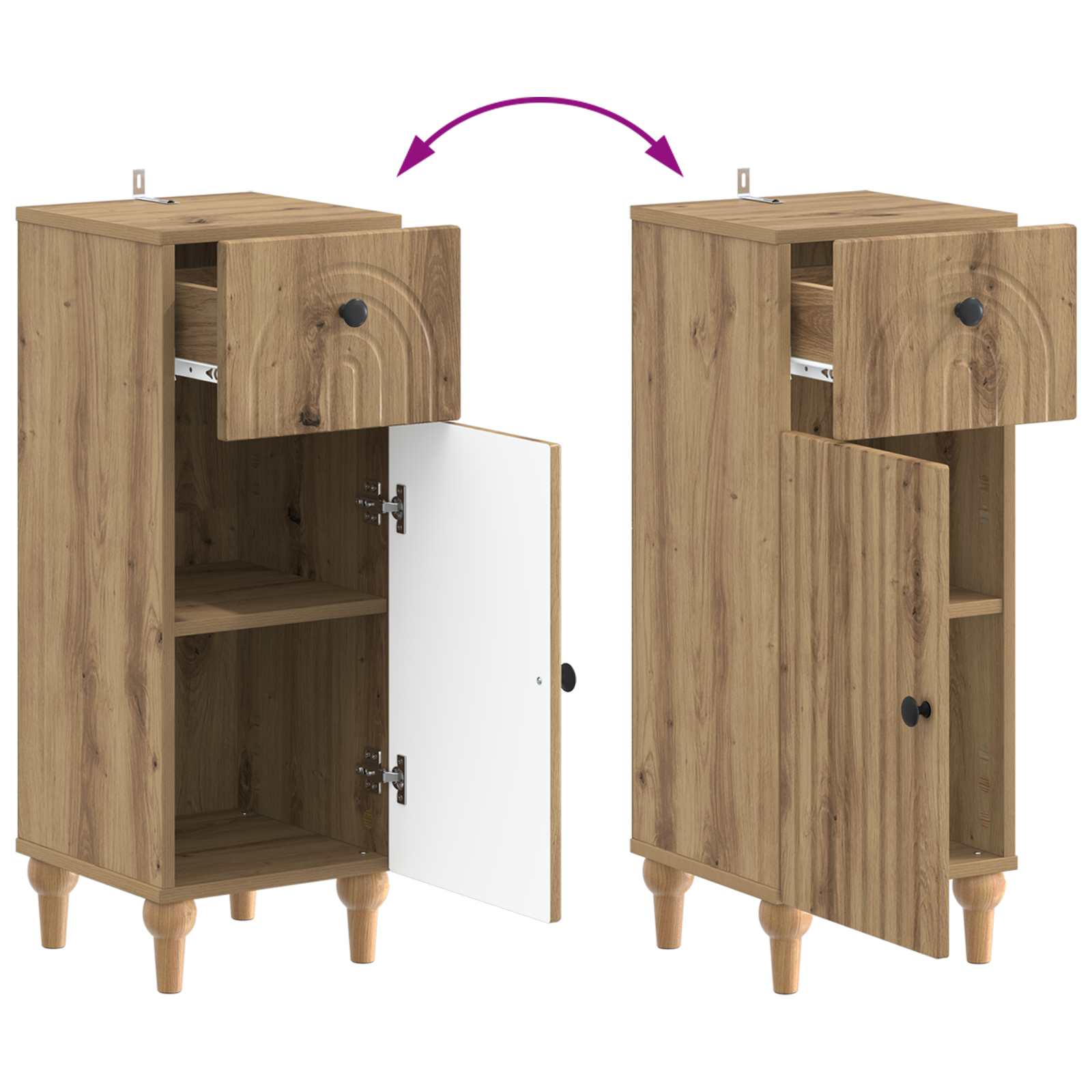 Set di Armadi da Bagno da 2 Pezzi ALKMAAR Rovere Artigianale | homemem39