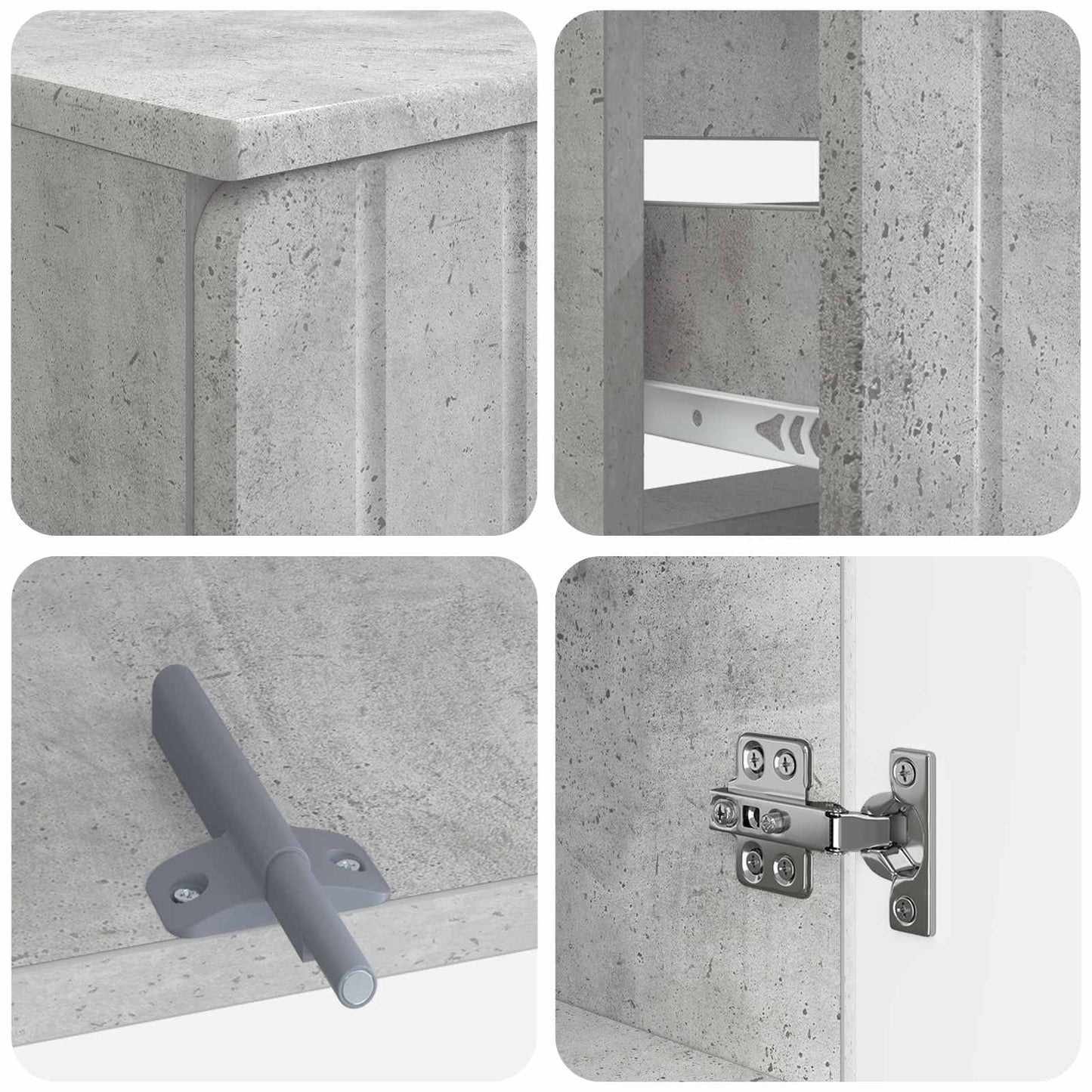 Set di Armadi da Bagno da 2 Pezzi ZWOLLE Grigio Cemento | homemem39