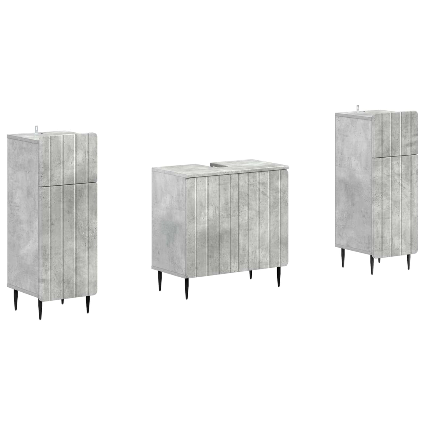 Set di Armadi da Bagno da 2 Pezzi ZWOLLE Grigio Cemento | homemem39