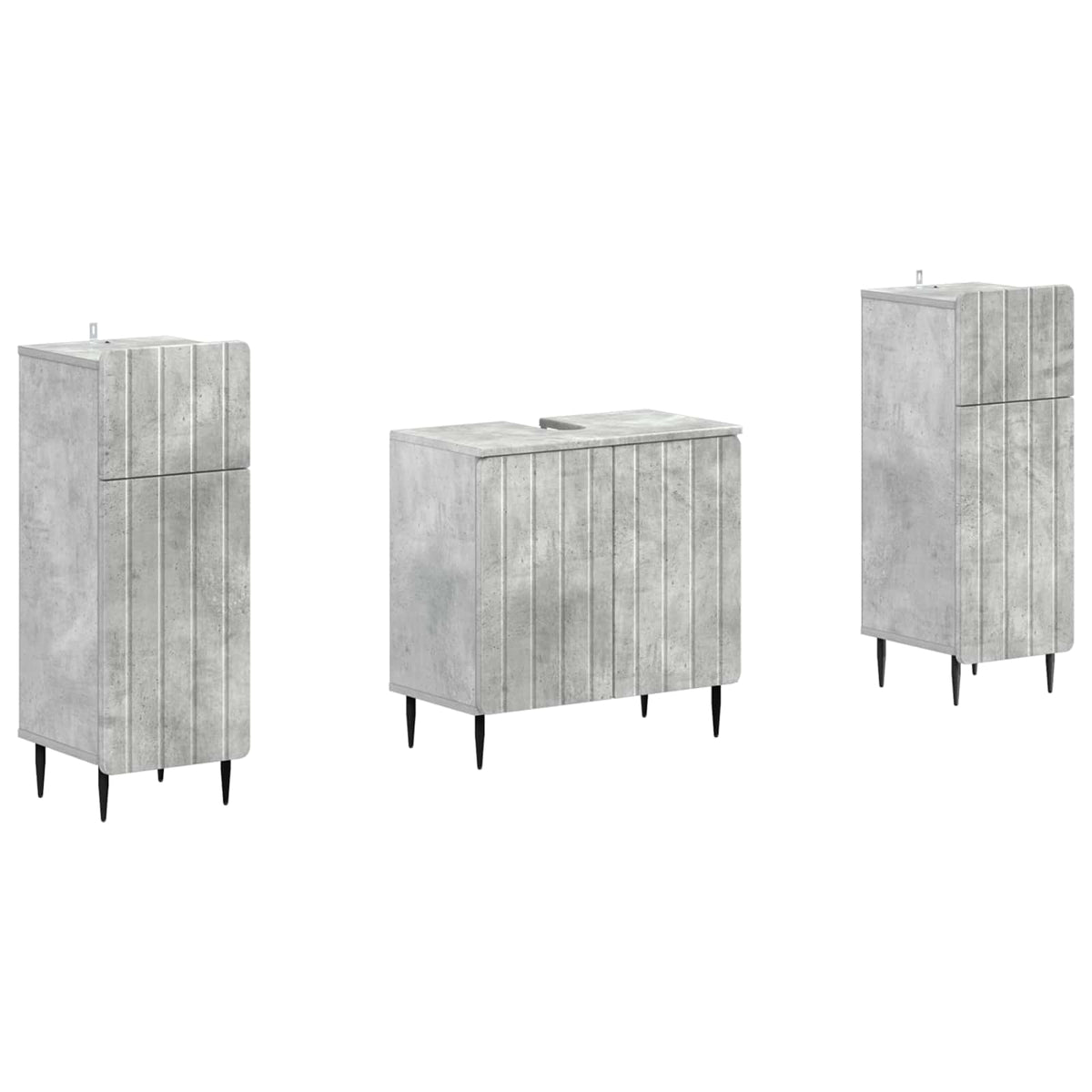 Set di armadietti da bagno in 3 pezzi ZWOLLE Grigio Cemento