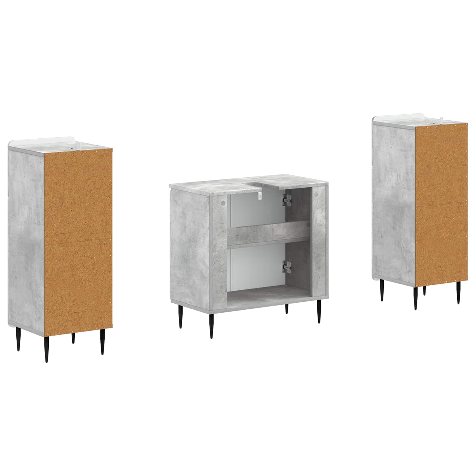 Set di Armadi da Bagno da 2 Pezzi ZWOLLE Grigio Cemento | homemem39