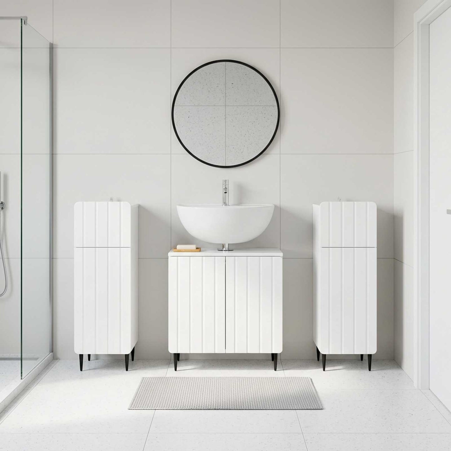 Set di armadietti da bagno in 3 pezzi ZWOLLE Bianco Lucido