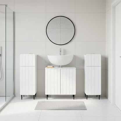 Set di armadietti da bagno in 3 pezzi ZWOLLE Bianco Lucido