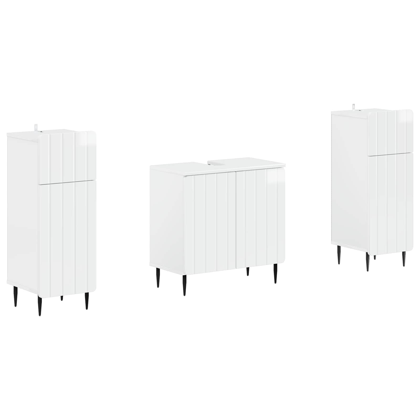 Set di Armadi da Bagno da 2 Pezzi ZWOLLE Bianco Lucido | homemem39