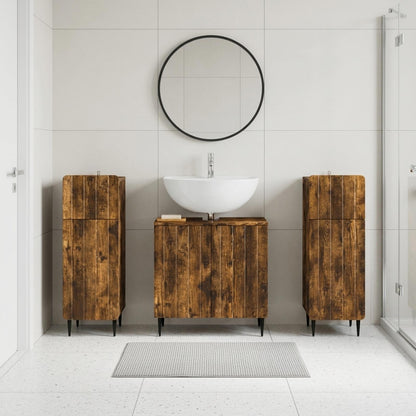 Set di armadietti da bagno in 3 pezzi ZWOLLE Rovere Fumo