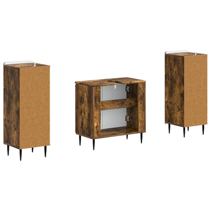Set di Armadi da Bagno da 2 Pezzi ZWOLLE Rovere Fumo | homemem39