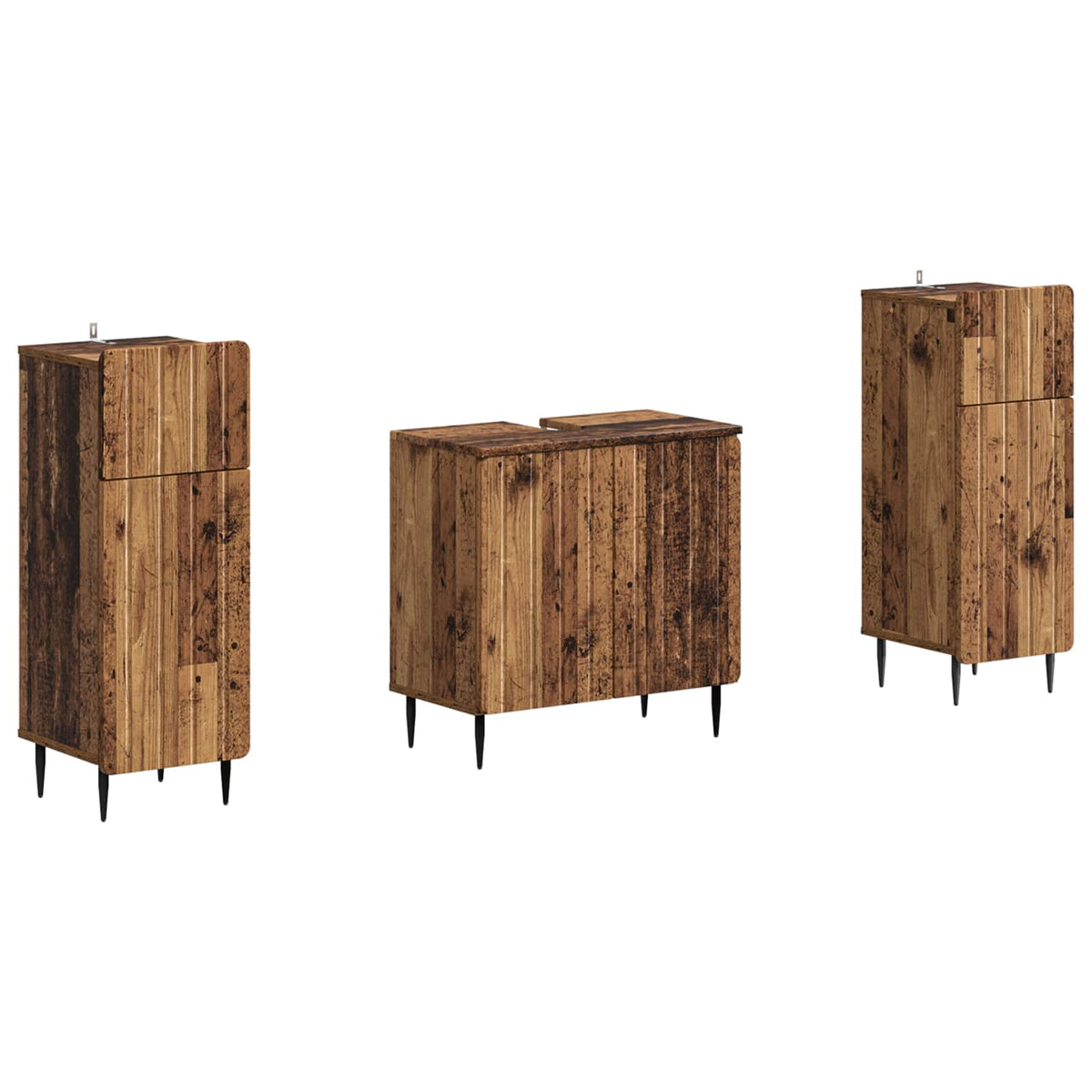 Set di armadietti da bagno in 3 pezzi ZWOLLE Legno antico