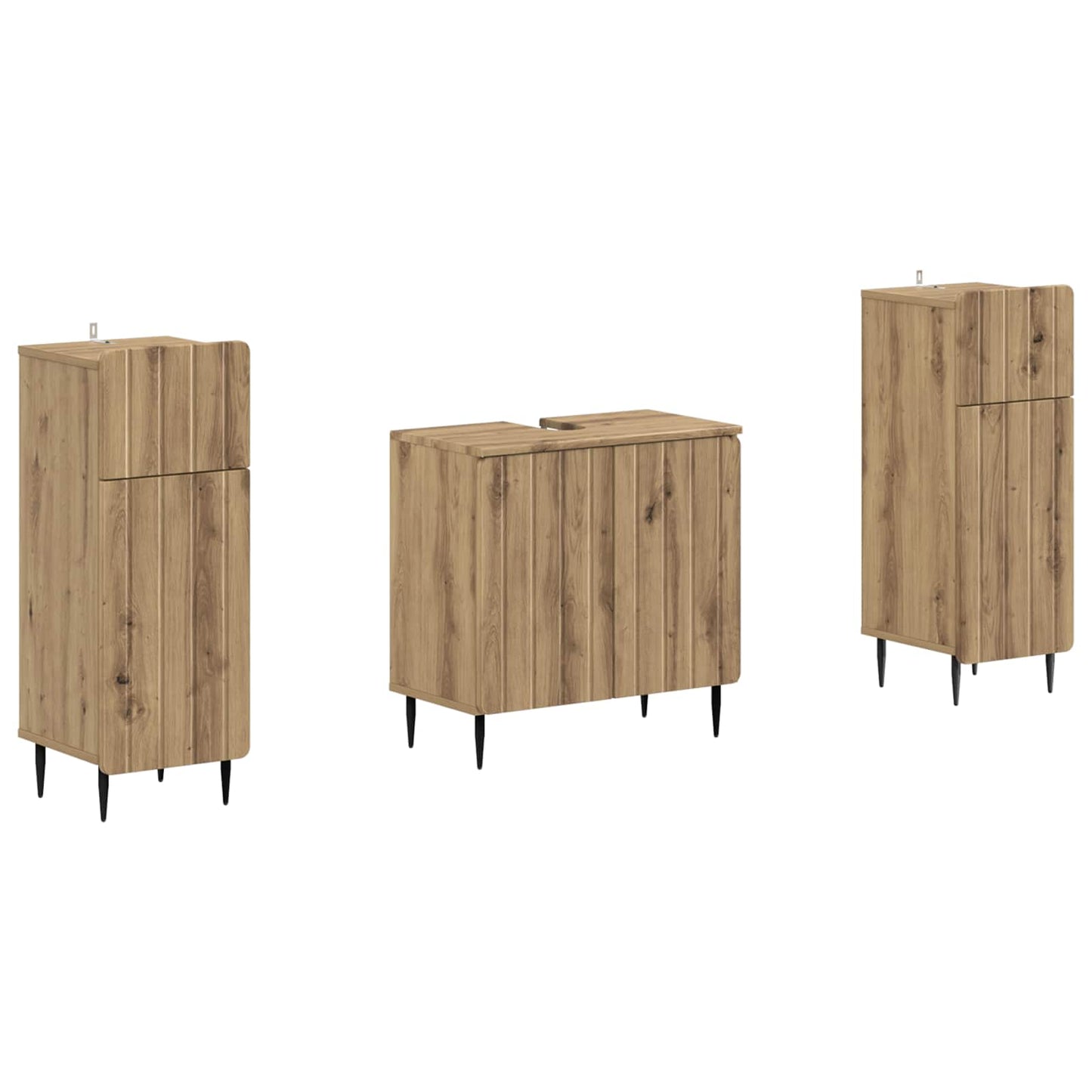 Set di Armadi da Bagno da 2 Pezzi ZWOLLE Rovere Artigianale | homemem39