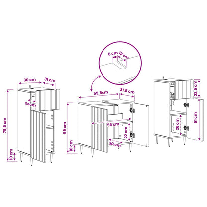 Set di Armadi da Bagno da 2 Pezzi ZWOLLE Rovere Artigianale | homemem39