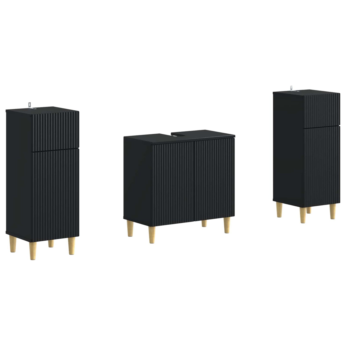 Set di armadietti da bagno in 3 pezzi ARNHEM Nero