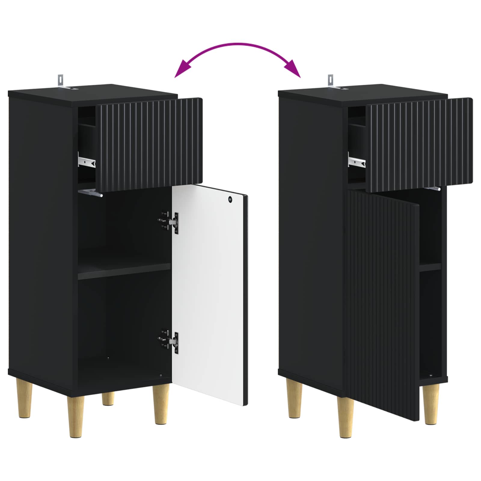 Set di Armadi da Bagno da 2 Pezzi ARNHEM Nero | homemem39