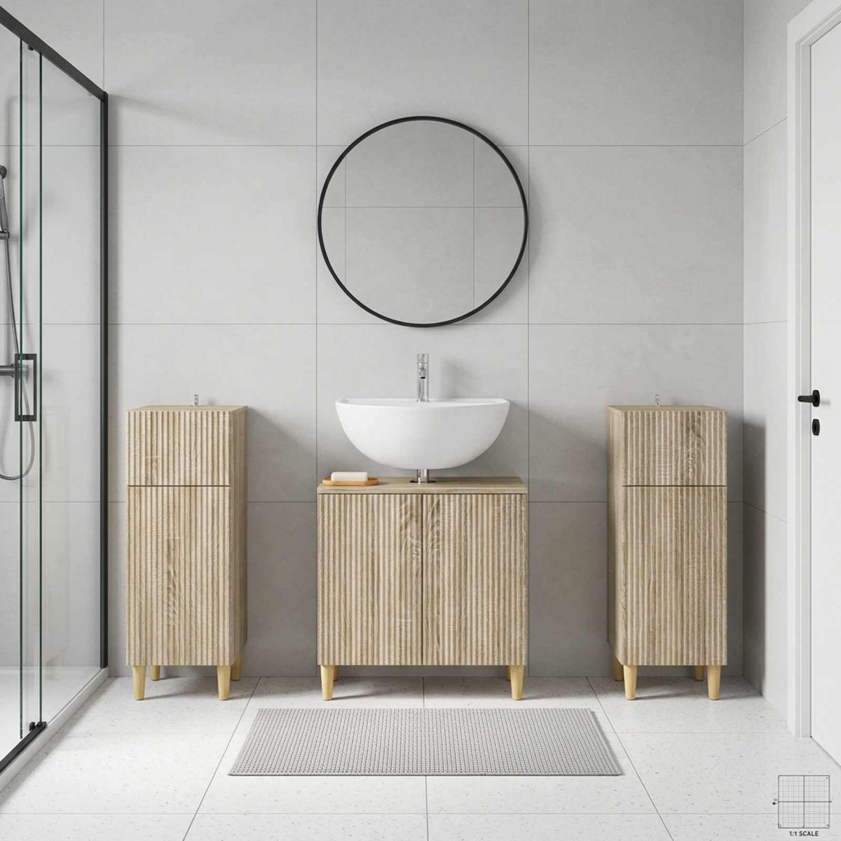 Set di armadietti da bagno in 3 pezzi ARNHEM Rovere Sonoma