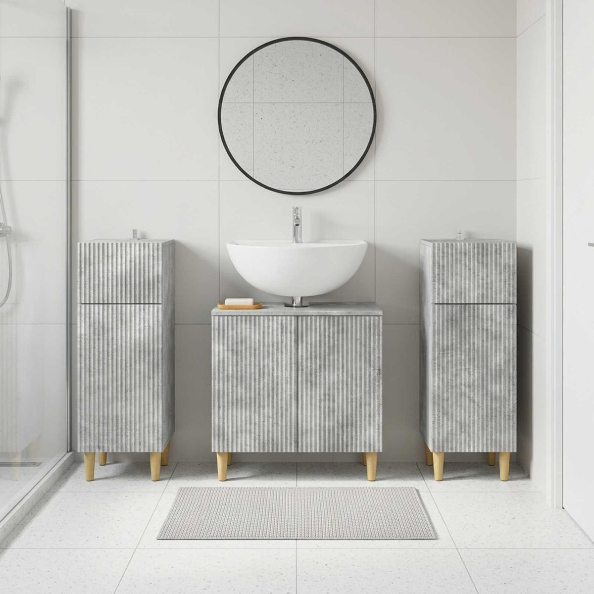 Set di armadietti da bagno in 3 pezzi ARNHEM Grigio Cemento