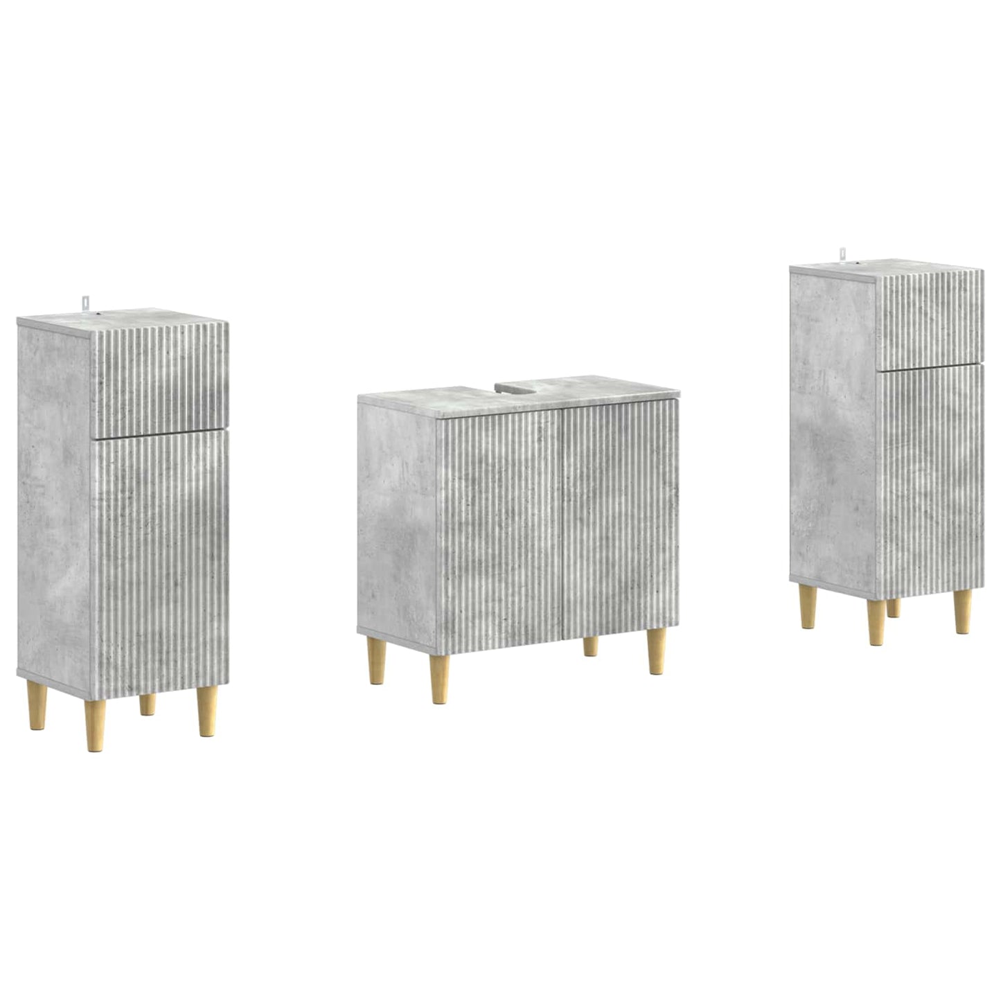 Set di Armadi da Bagno da 2 Pezzi ARNHEM Grigio Cemento | homemem39