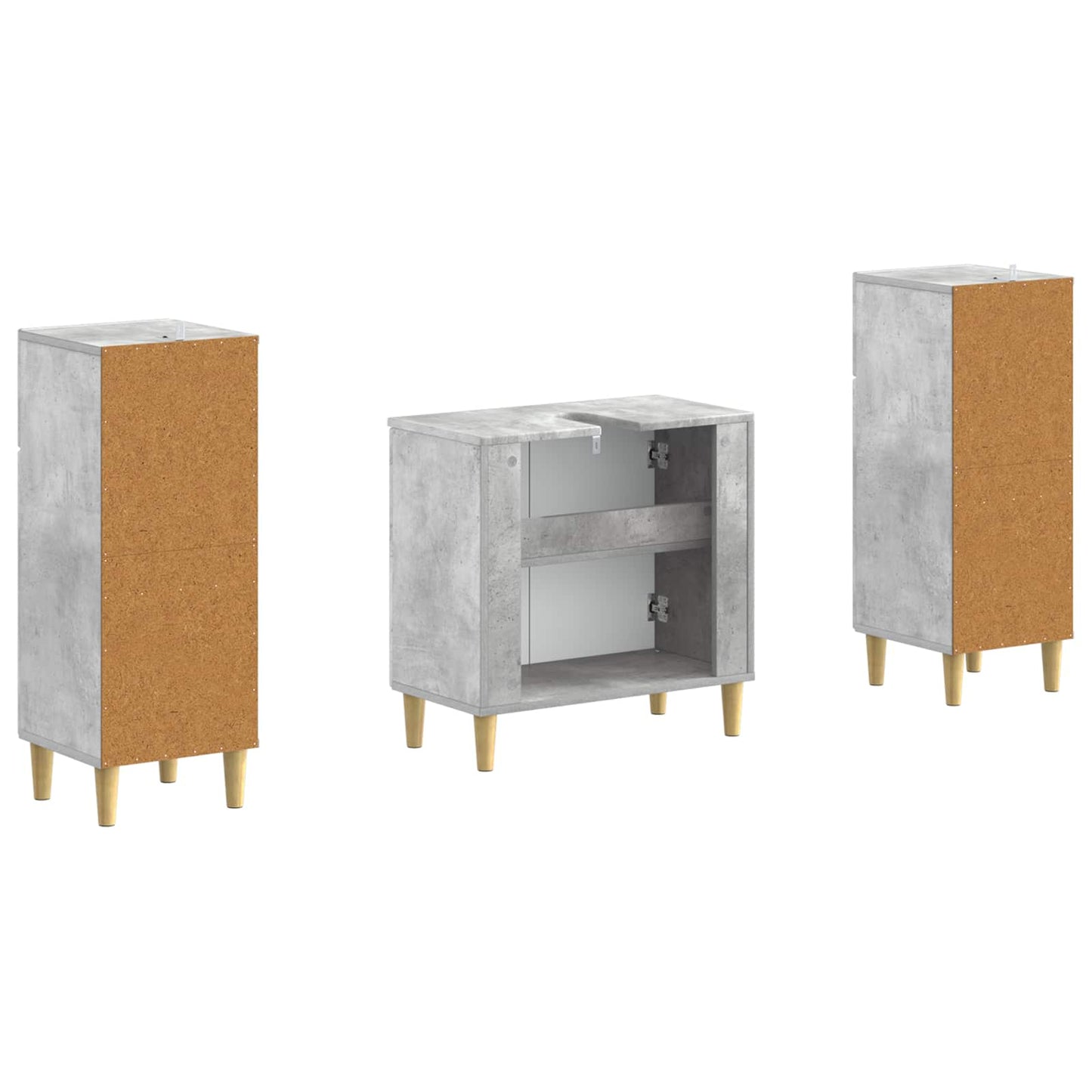 Set di Armadi da Bagno da 2 Pezzi ARNHEM Grigio Cemento | homemem39