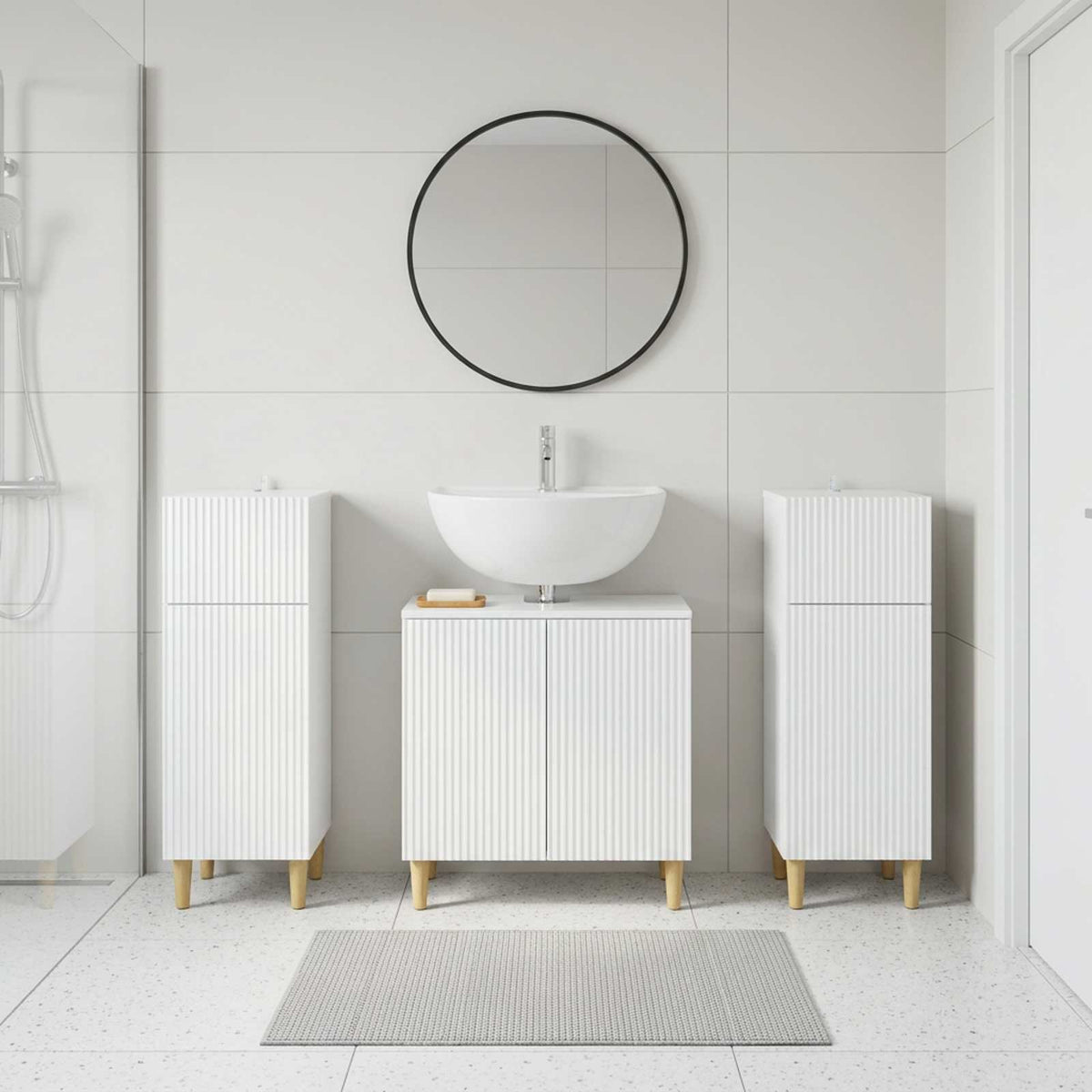 Set di armadietti da bagno in 3 pezzi ARNHEM Bianco Lucido