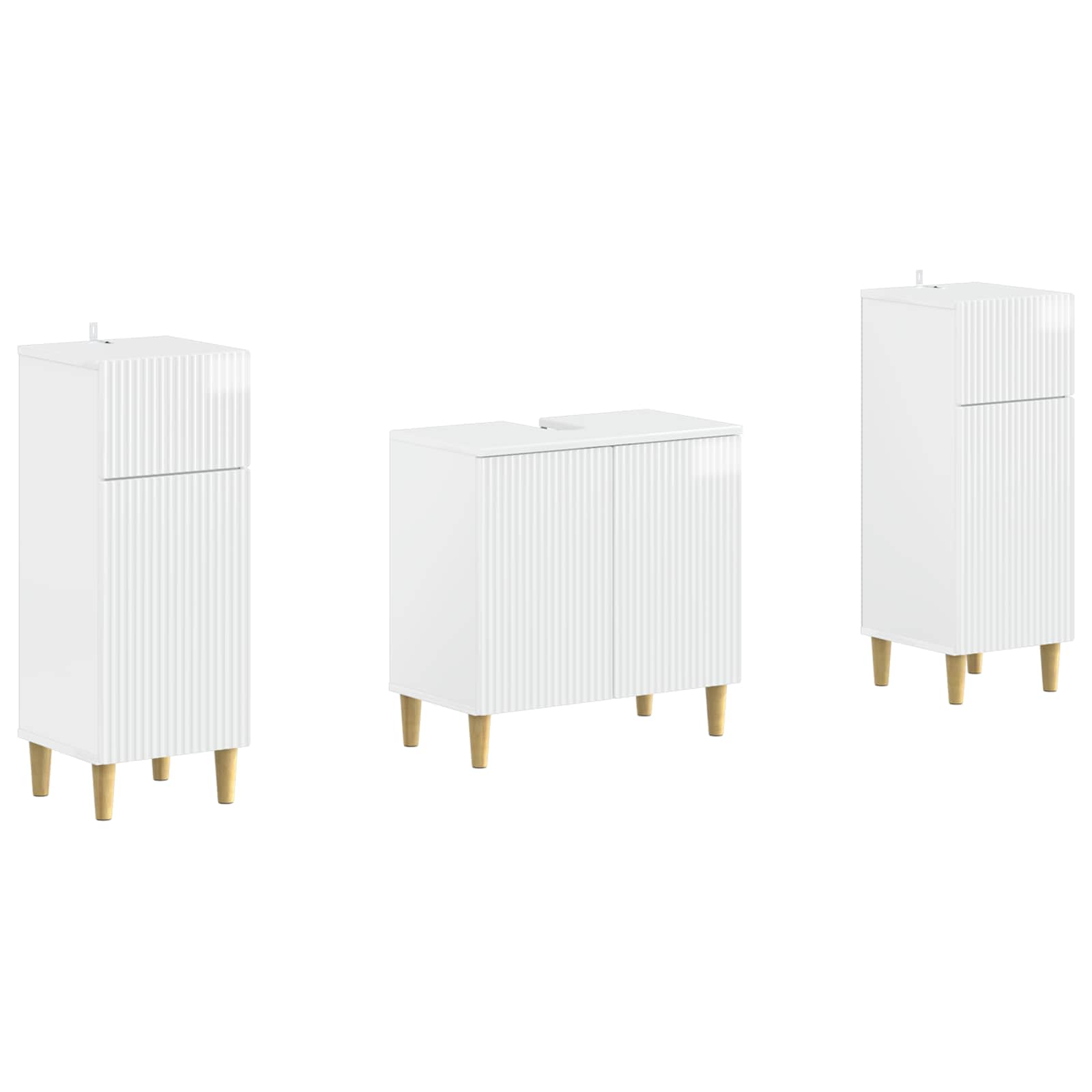 Set di Armadi da Bagno da 2 Pezzi ARNHEM Bianco Lucido | homemem39
